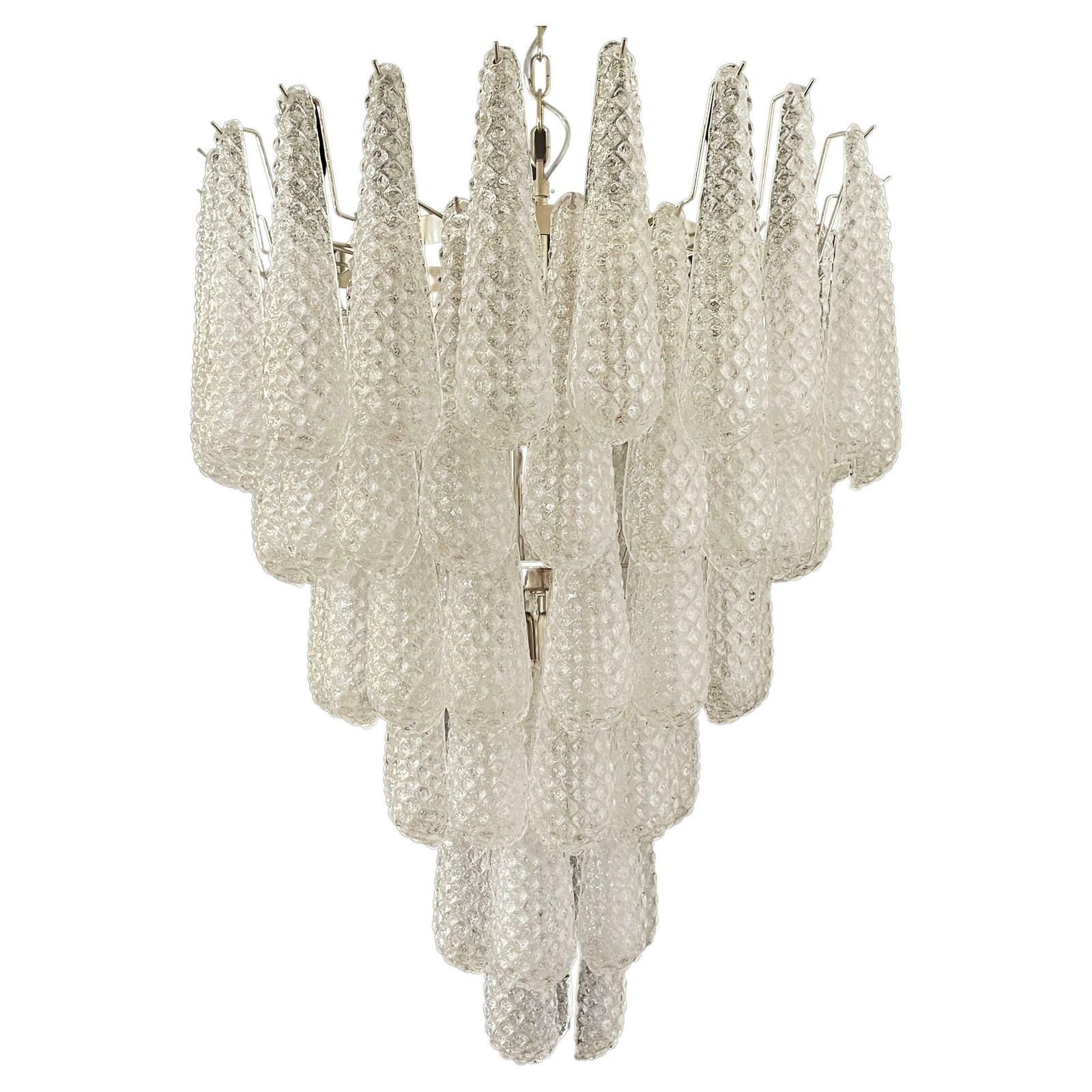 Magnificent Italian Vintage Murano Glass Chandelier  75 Glass Petals Drop photo for sale