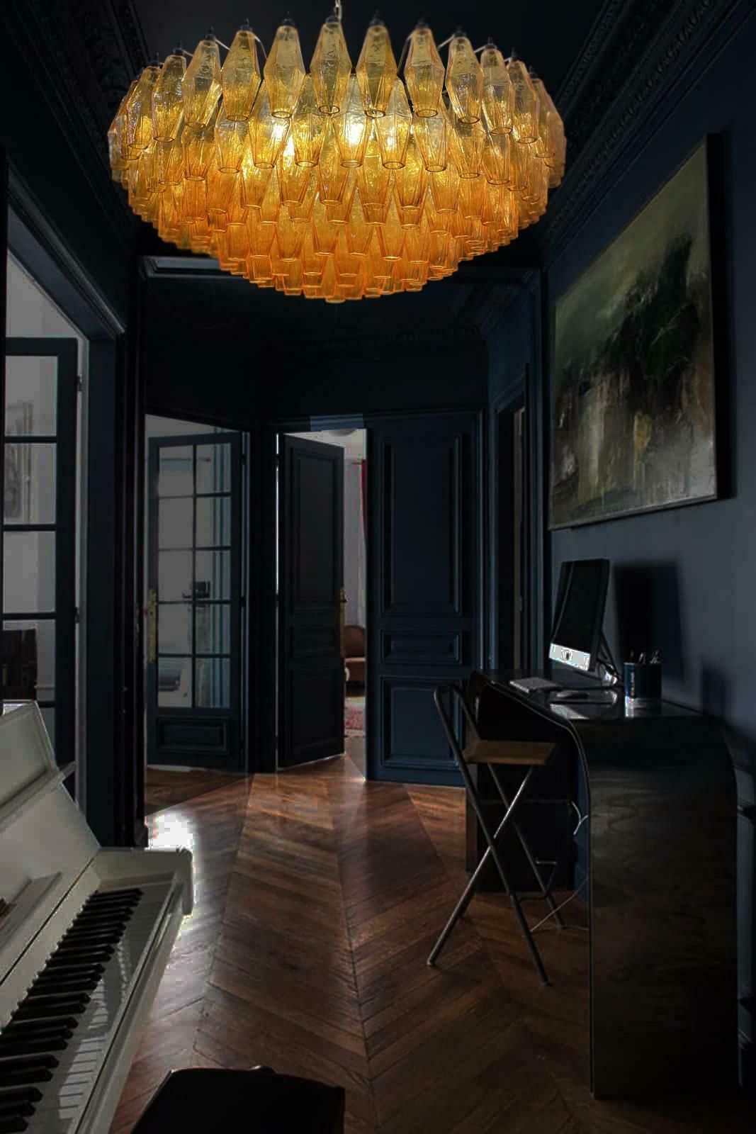 Majestic Murano Glass Chandeliers  185 Amber Poliedri photo vintage