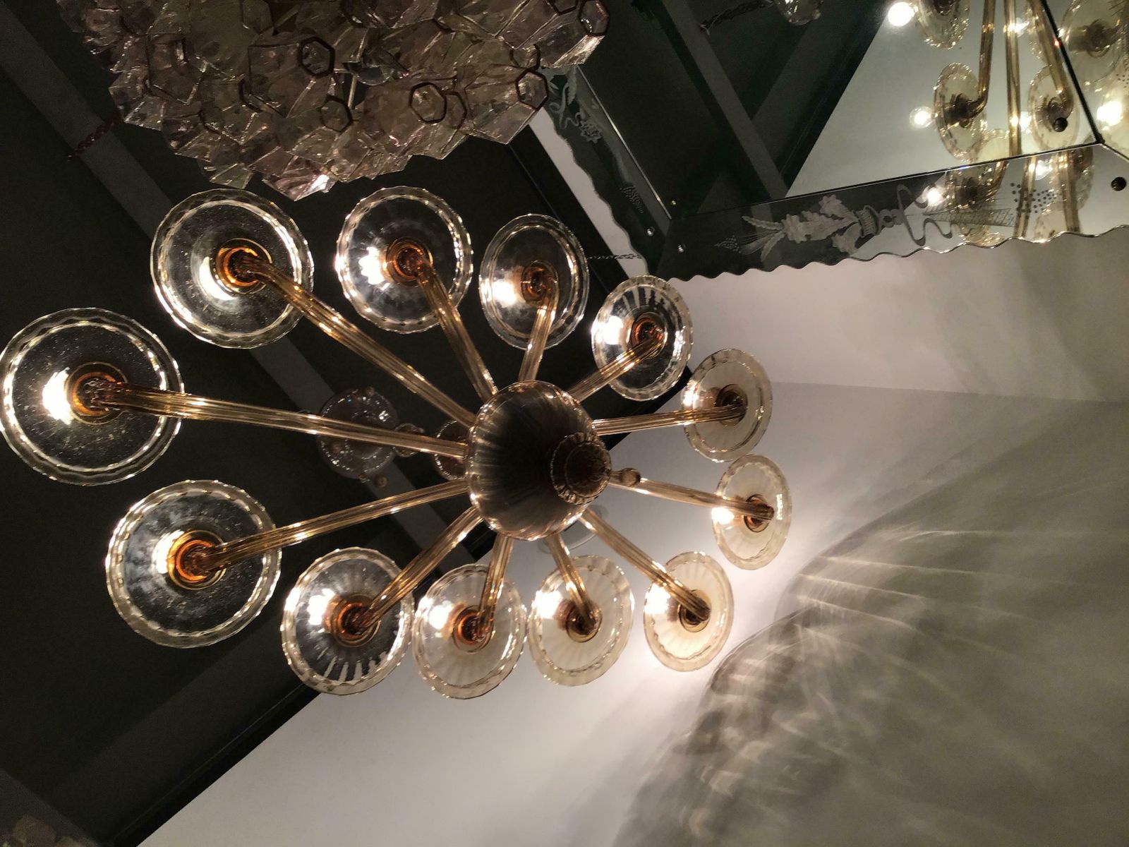 photo vintage Venini Oval Murano Glass Chandelier 12 Light, 1930, Italy
