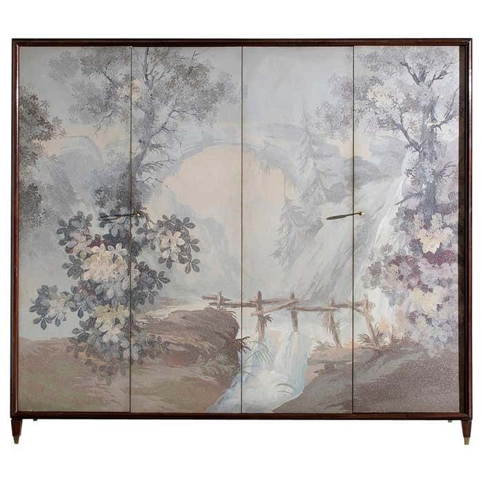 Wooden Wardrobe In The Style Of Arredamenti Borsani Varedo From The 1950s