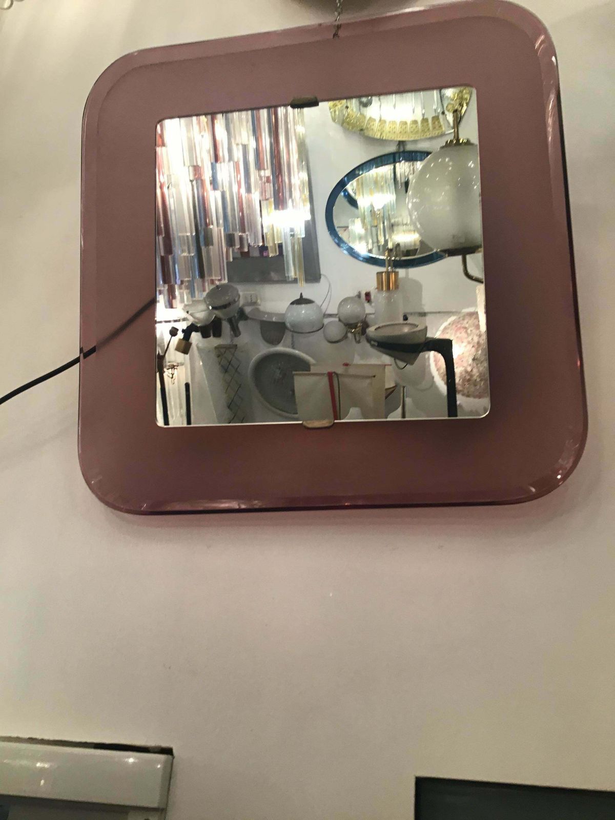 Fontana Arte Backlit Mirror Glass Metal Crome 1950 Italy photo buy