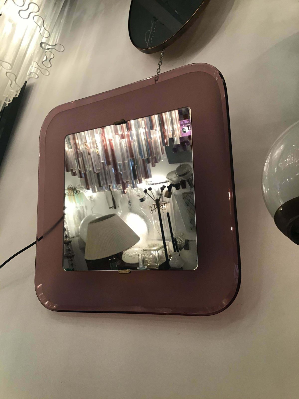 Fontana Arte Backlit Mirror Glass Metal Crome 1950 Italy photo vintage