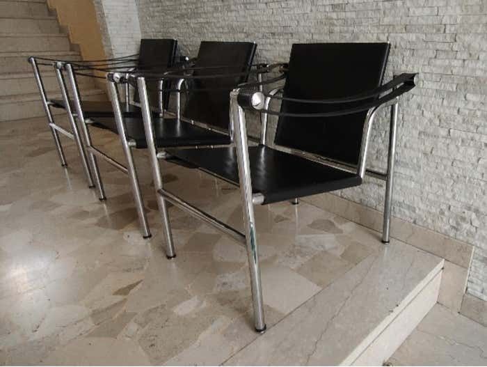 3 Armchairs Mod. Lc 1 1970s Le Corbusier   Cassina  Made In Italy photo furniture