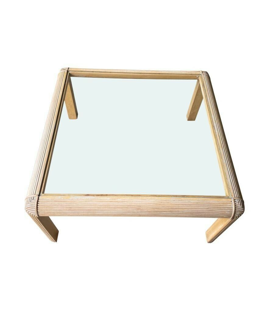 A Large Square 1980s Italian Pencil Reed Bamboo Coffee Table In The Style Of Vivai Del Sud photo vintage