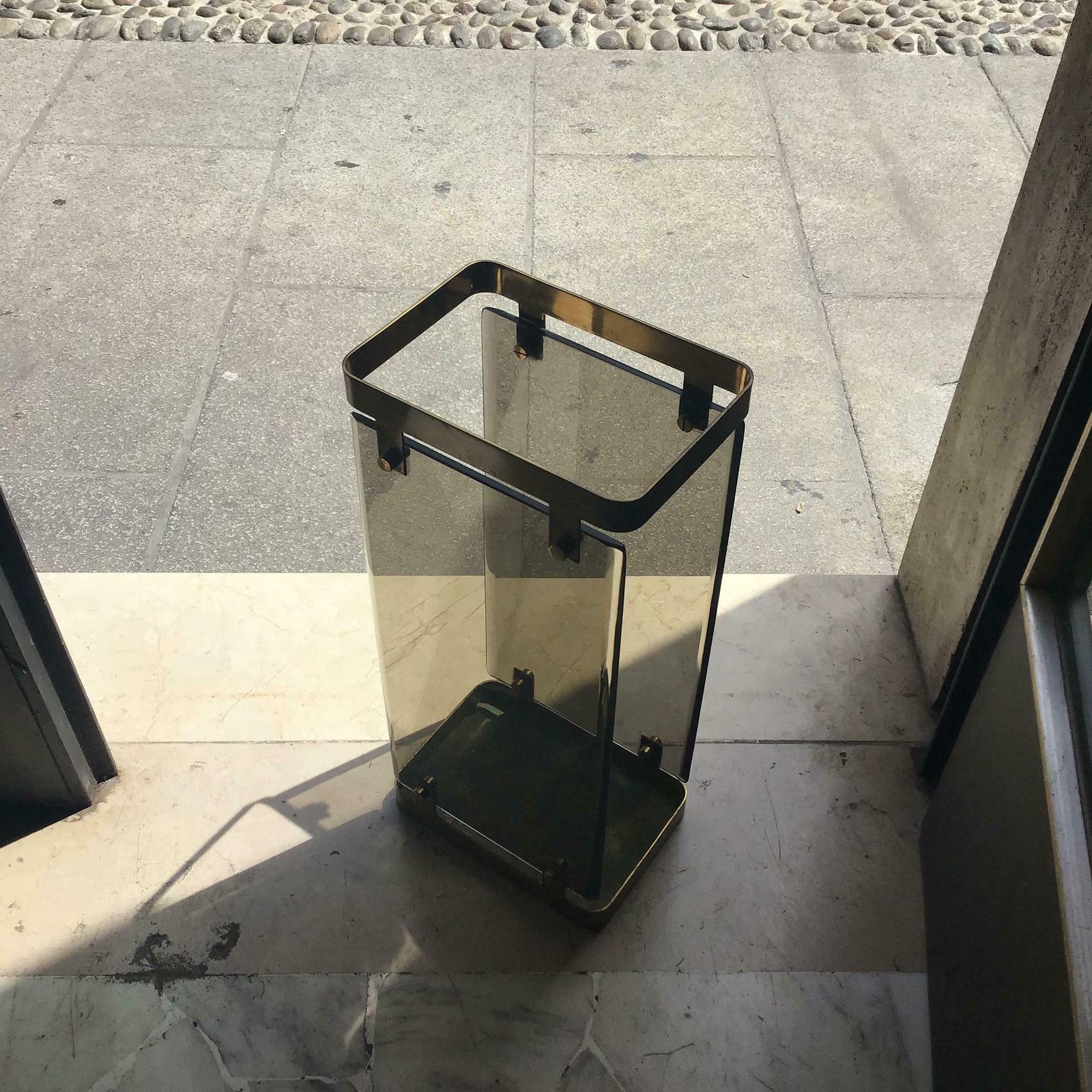 2792.0 Fontana Arte Umbrella Stand Brass Glass 1955 Italy photo
