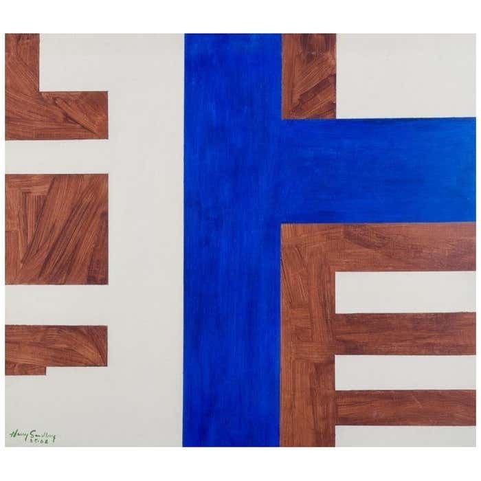 Harry Sandberg, Swedish Artist. Abstract Composition. Oil On Board. 1968 photo furniture