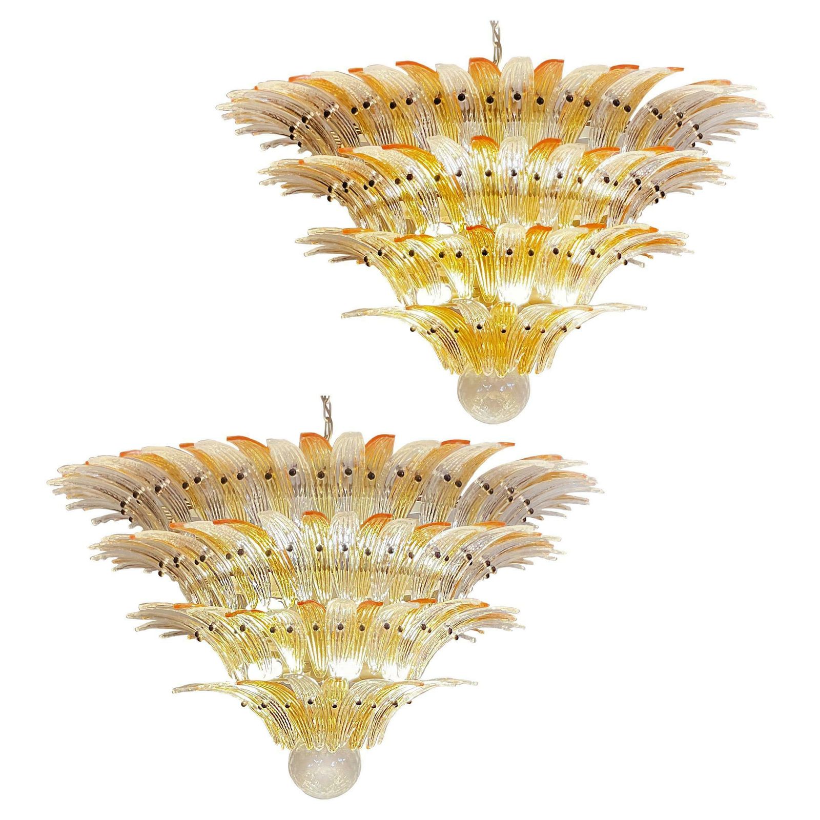 Amazing Palmette Ceiling Lights   Four Levels, 163 Amber And Transparent Glasses