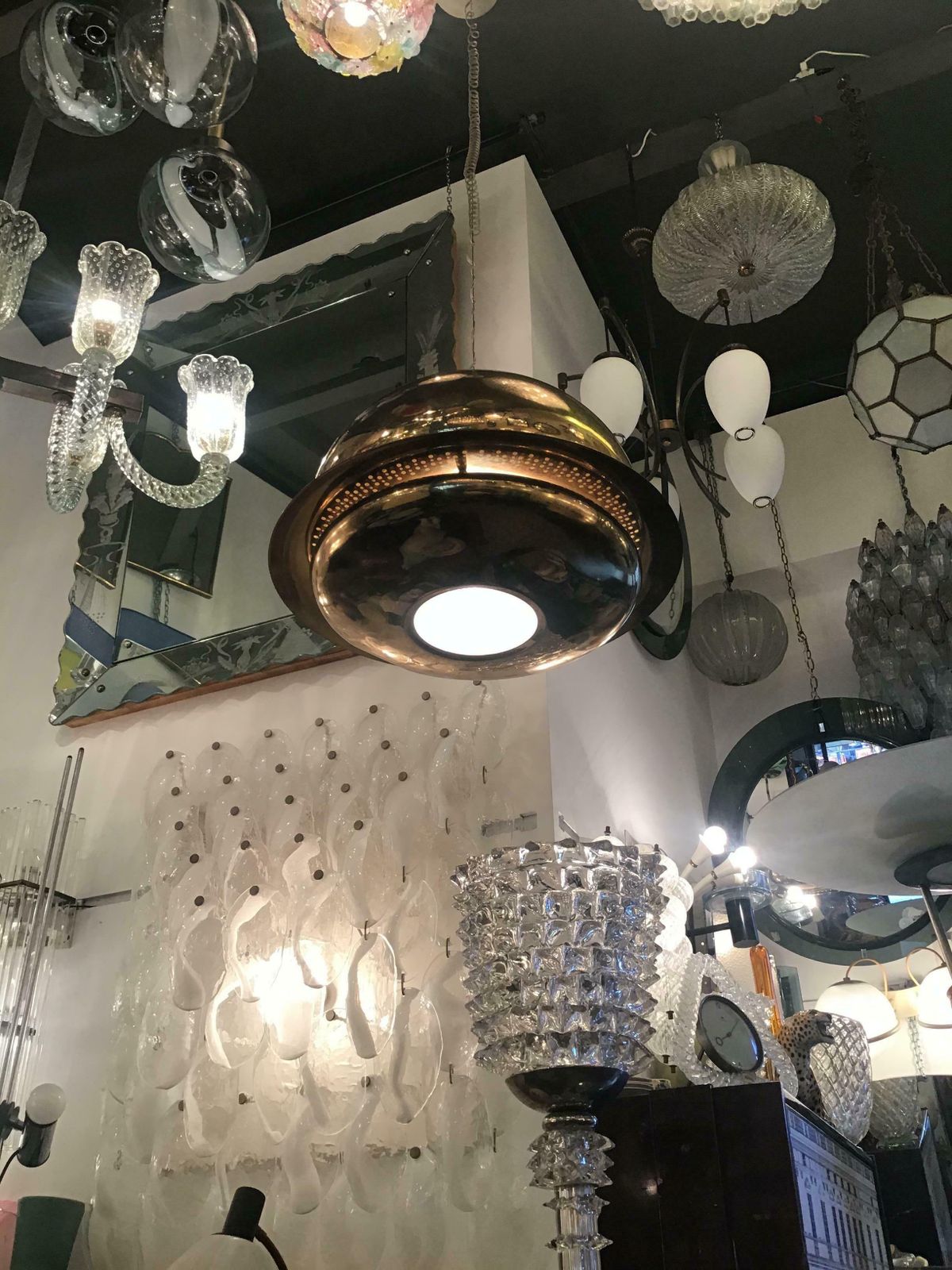 photo for sale Afra And Tobia Scarpa "Flos" " Nictea" Chandelier Brass Glass 1960 Italy