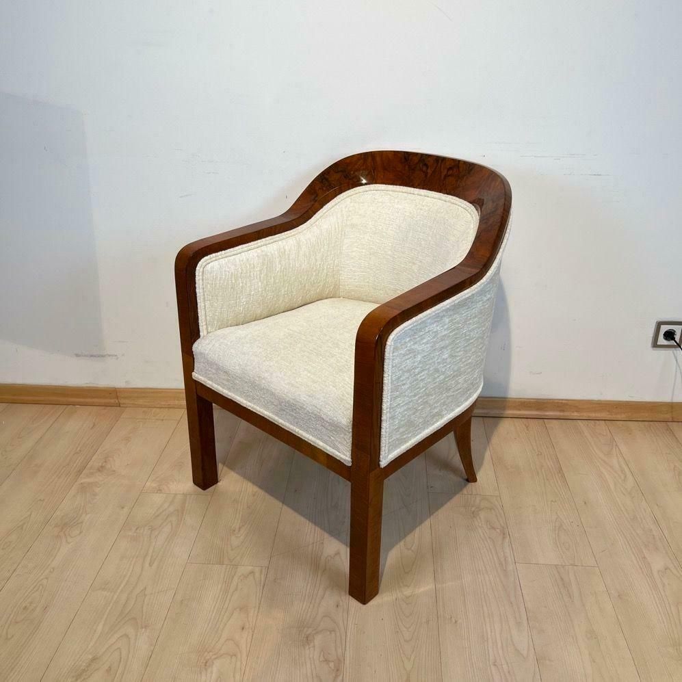 Biedermeier Bergere Chair, Walnut, Creme Velvet, Austria Circa 1840 photo 3518.04