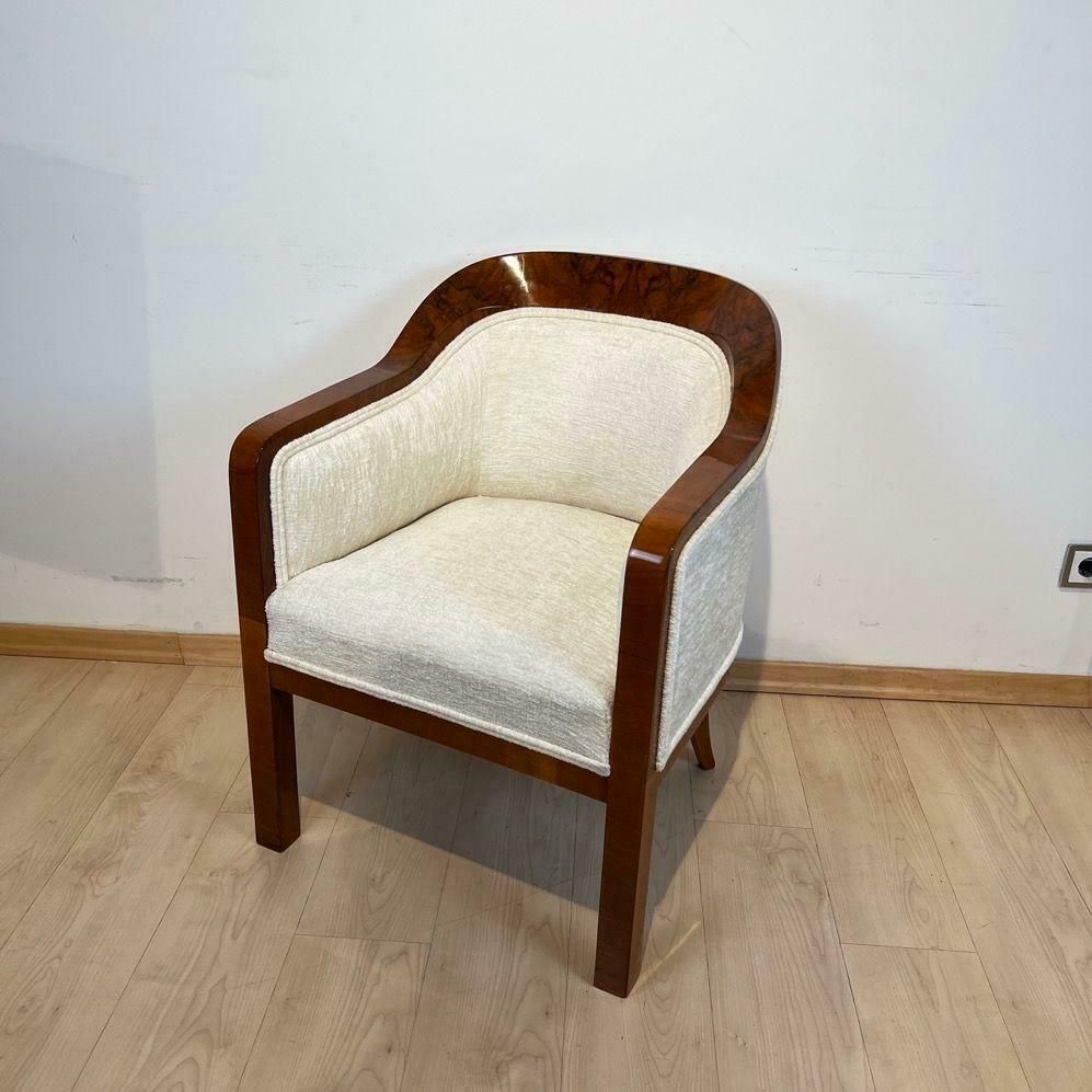 Biedermeier Bergere Chair, Walnut, Creme Velvet, Austria Circa 1840 photo vinterior