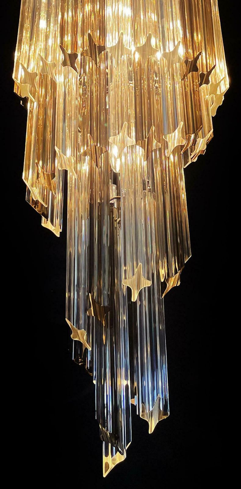 photo buy Sophisticated Murano Chandeliers – 54 Quadriedri Prisms Transparent And Smoked