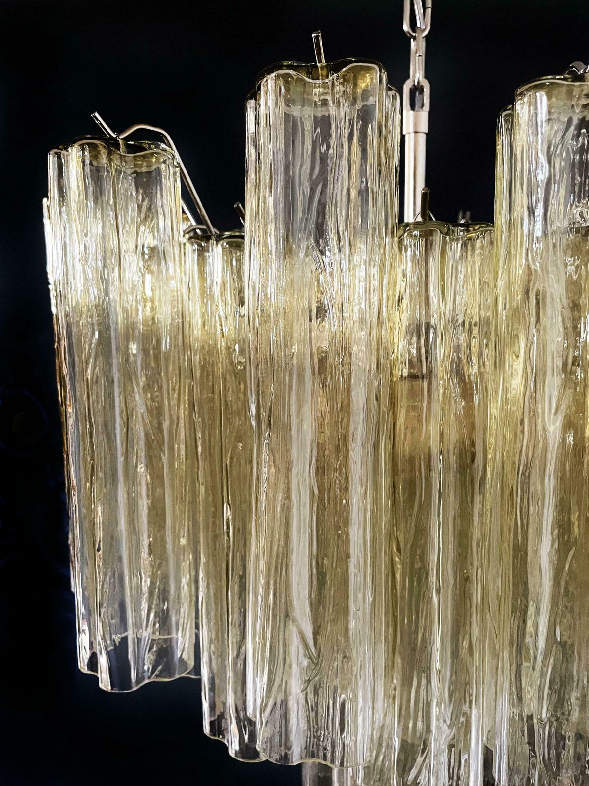 Beautiful Murano Glass Tube Chandeliers   36 Clear Amber Glass Tube photo buy