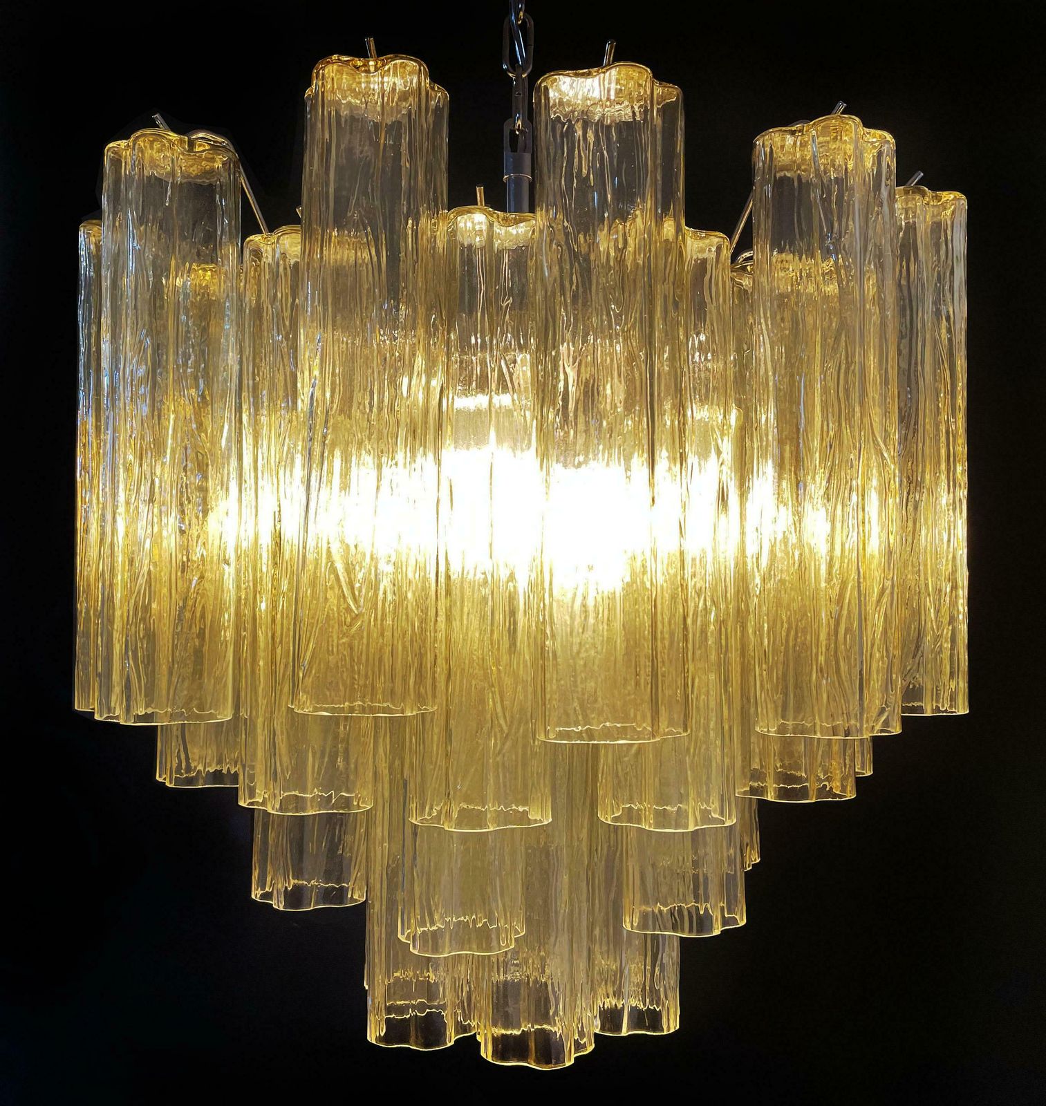 2344.0 Beautiful Murano Glass Tube Chandeliers   36 Clear Amber Glass Tube photo