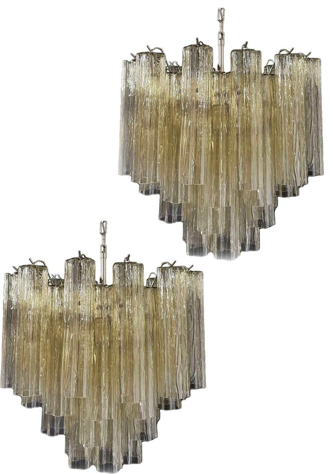 photo buy Beautiful Murano Glass Tube Chandelier   36 Clear Amber Glass Tube