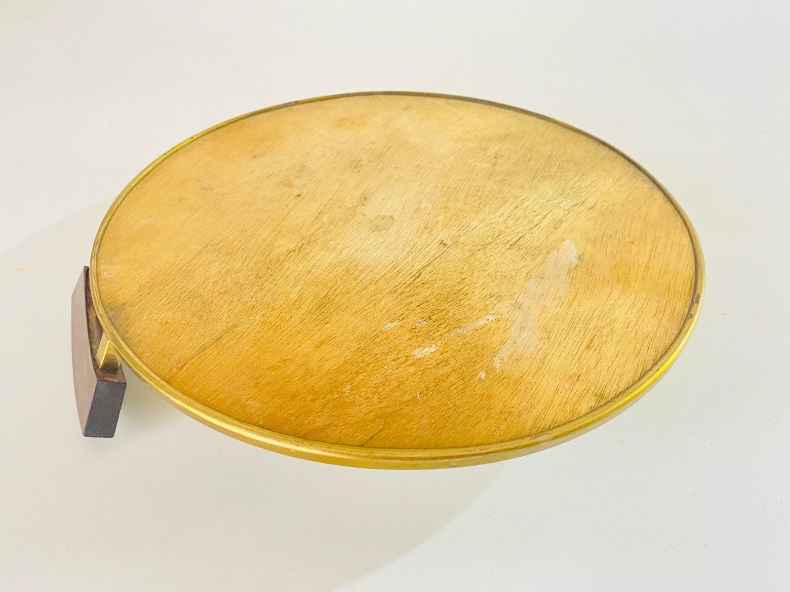 photo buy Art Deco Platter Tray Brass And Brown Wood Handles And Mirror, France, 1930