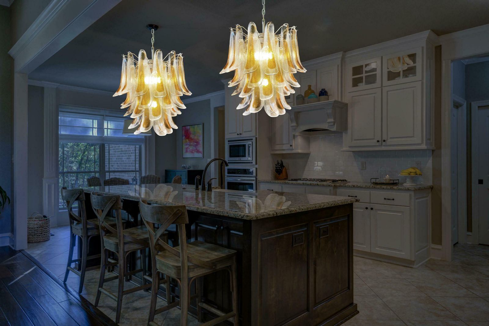 Amazing Italian Vintage Murano Chandeliers, 41 Glass Amber Petals photo buy