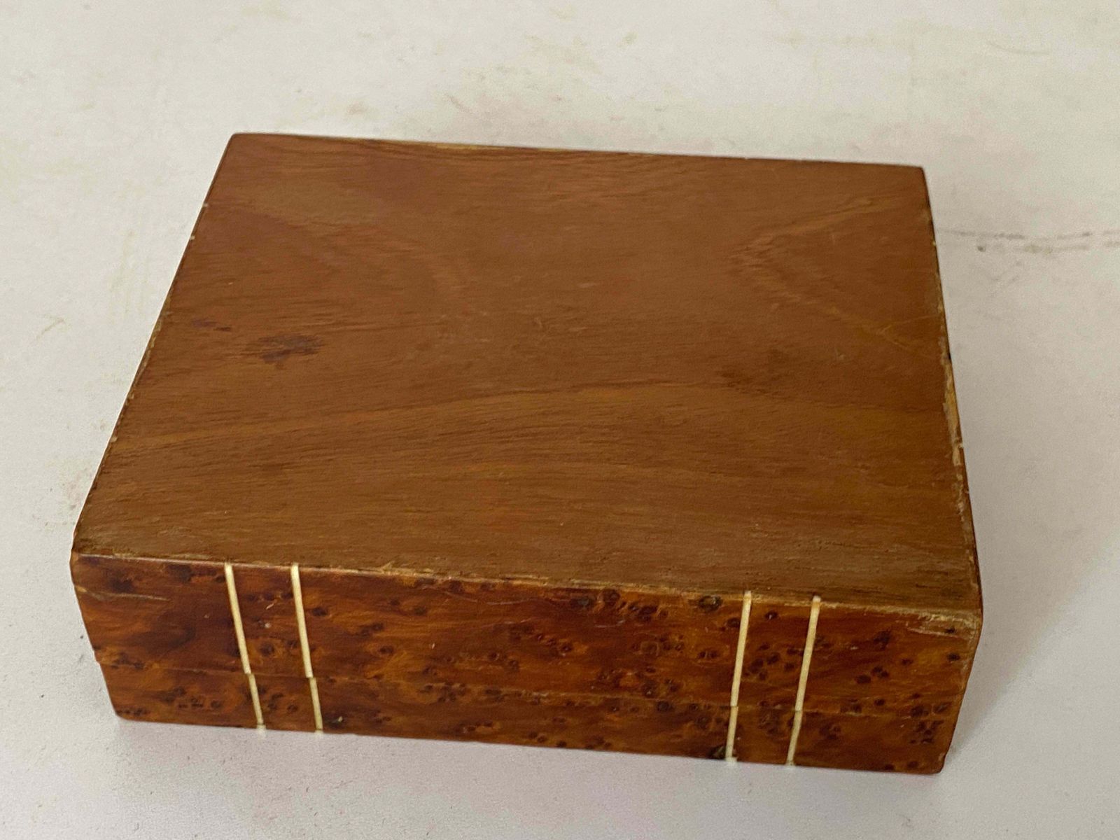 Box In Burled Wood And Brass Brown Colour France 19th Century photo furniture