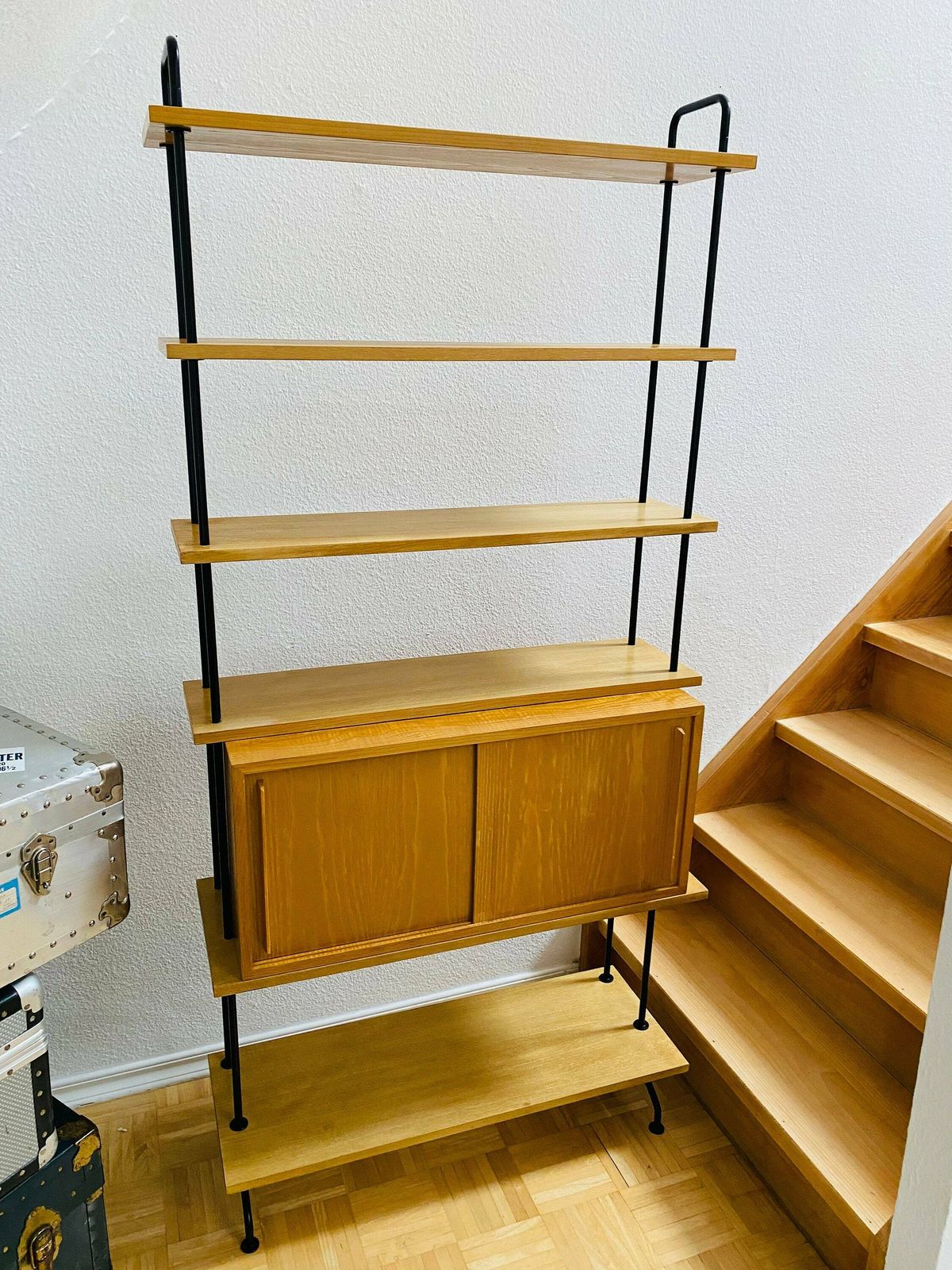 Wooden Midcentury String Shelf / 1950s 1960s Vintage Decor