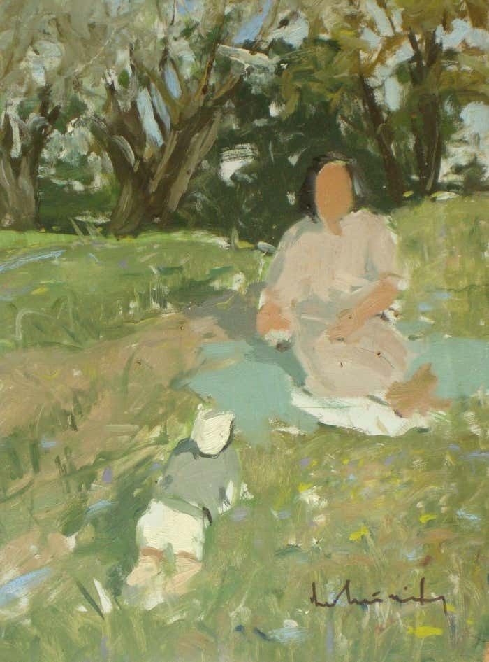 Laimdots Murnieks Garden Oil On Cardboard,