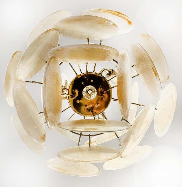 1970s Vintage Italian Murano Chandeliers, 24 Gold Discs photo Home Decor