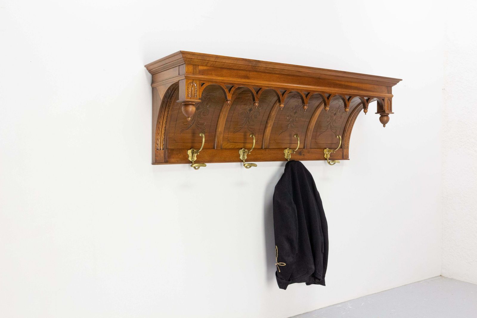 French Walnut And Bronze Coat & Hat Rack Louis XIII Style, French, Circa 1900 photo vintage