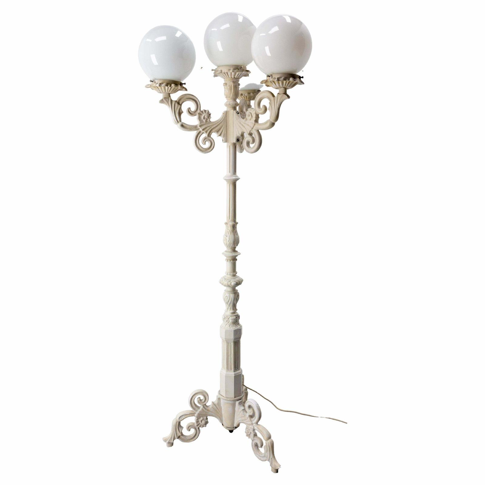 Aluminum Fusion Floor Lamp Street Style Lantern Three Lights, French, Circa 1970