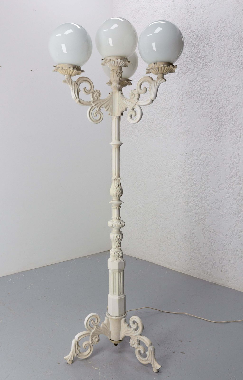 Aluminum Fusion Floor Lamp Street Style Lantern Three Lights, French, Circa 1970 photo Lighting