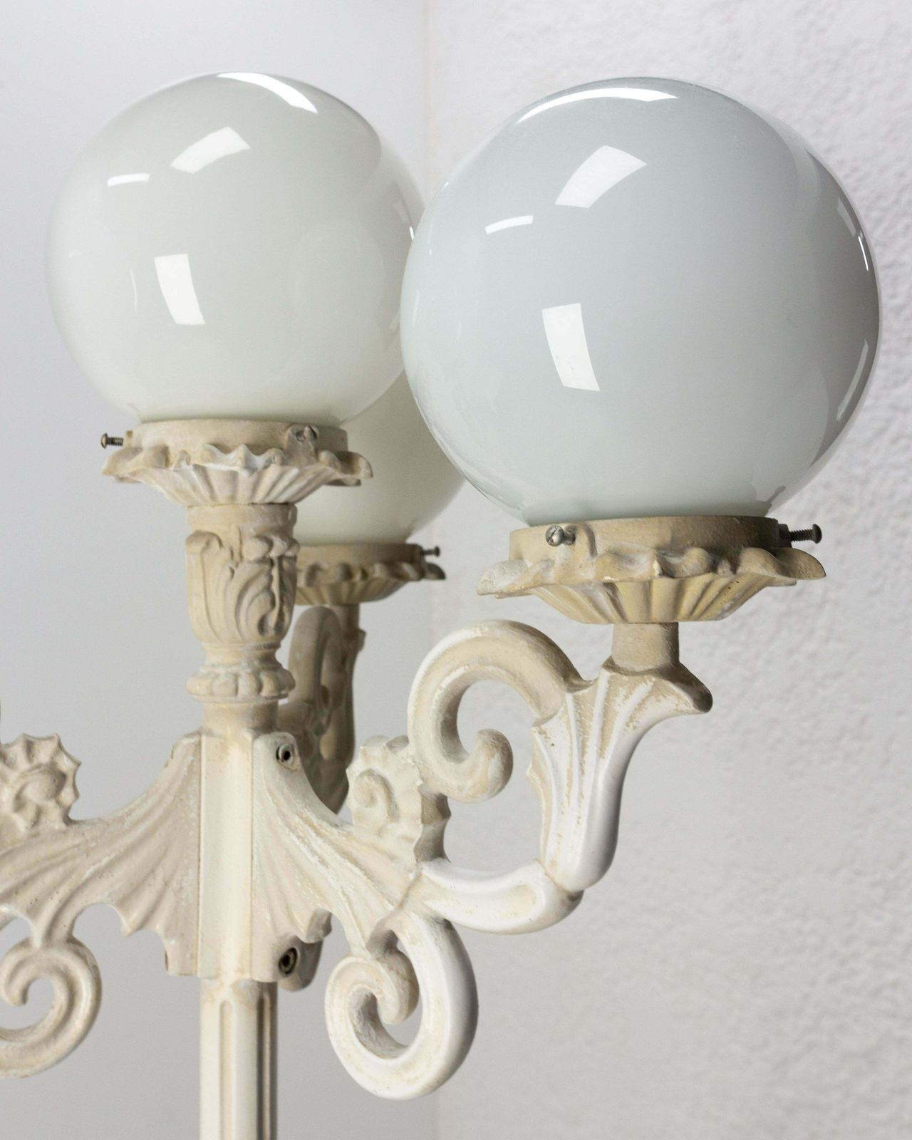 photo furniture Aluminum Fusion Floor Lamp Street Style Lantern Three Lights, French, Circa 1970