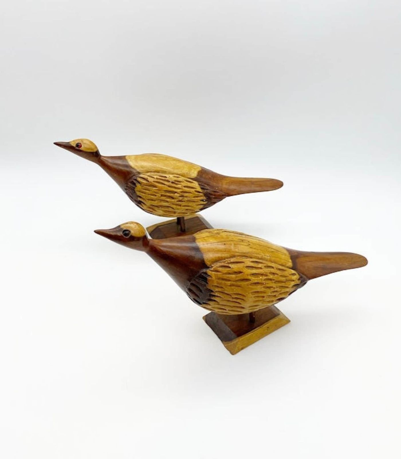 Pair Of Wooden Birds Wooden Grouse Wooden Birds Figurines Woodenware photo furniture