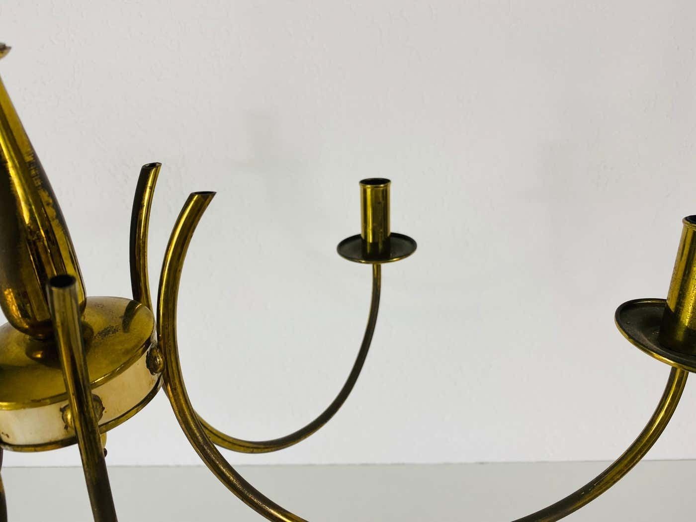 Midcentury Brass 6 Arm Sputnik Chandelier, 1960s photo buy