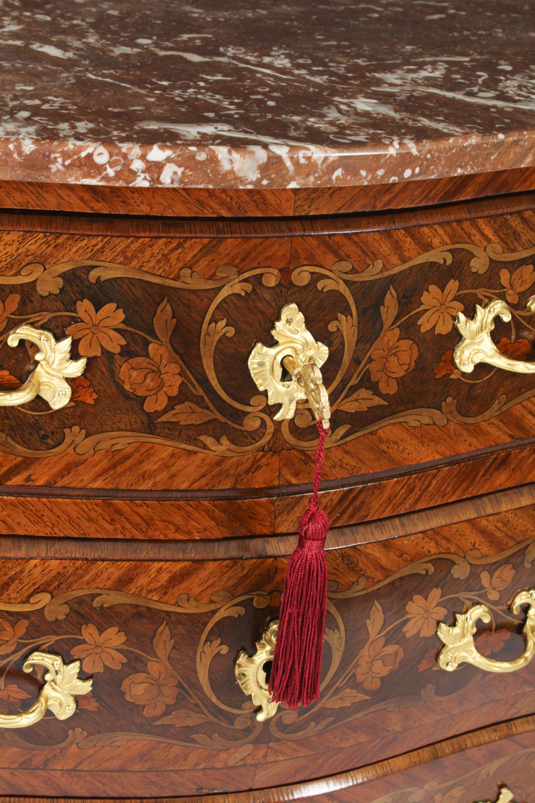 French Louis Revival King Wood Walnut Marquetry Commode 19th Century photo vintage