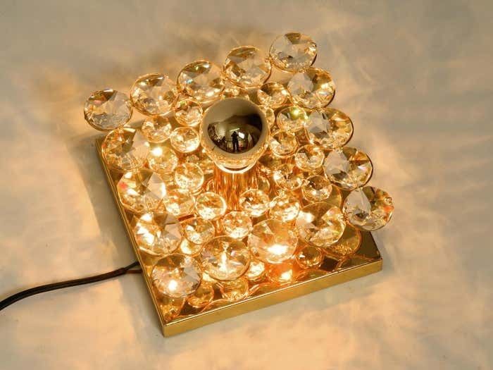 Fantastic Small 70s Palwa Brass Ceiling Or Wall Lamp With Faceted Crystal Stones photo buy