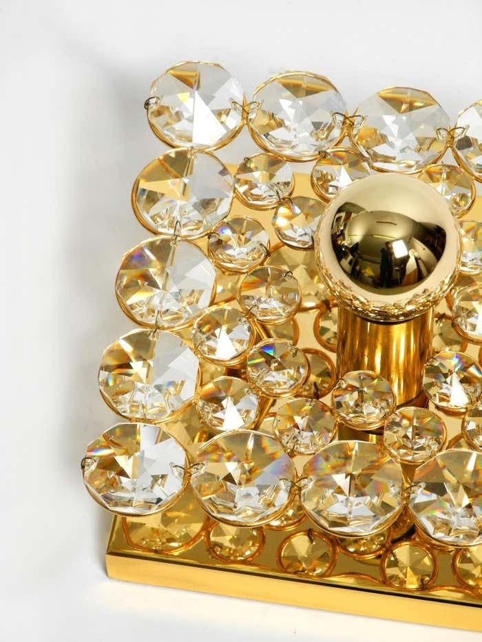 Lighting Fantastic Small 70s Palwa Brass Ceiling Or Wall Lamp With Faceted Crystal Stones photo