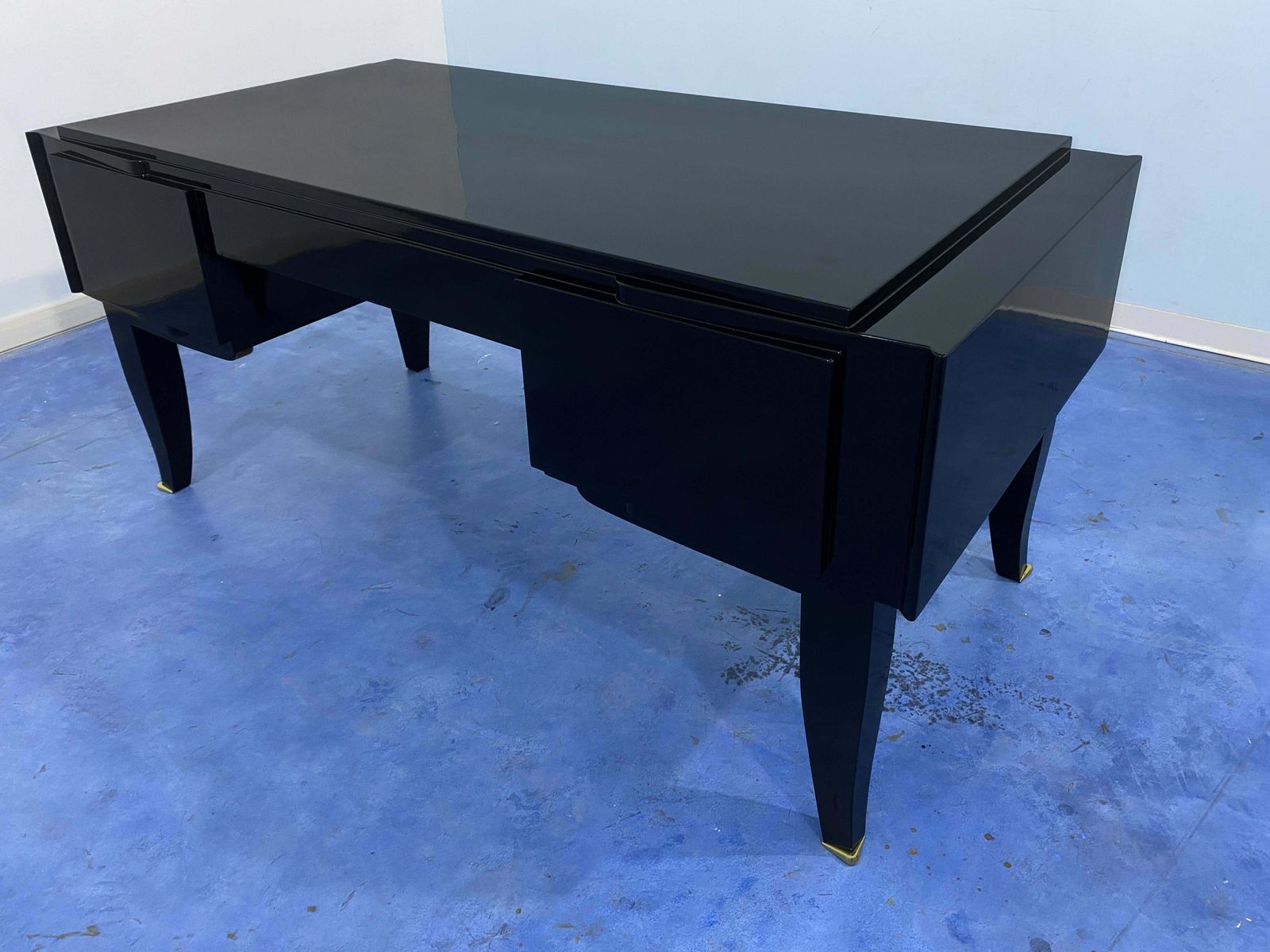 French Art Deco Black Lacquered Executive Desk, 1930s photo buy