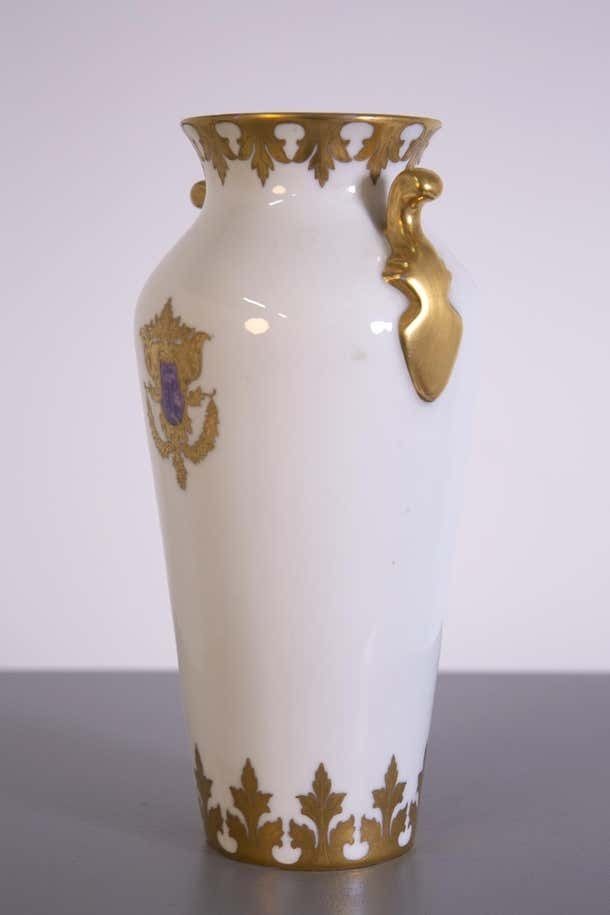 Arrigo Finzi Vase In Porcelain  Gold Painted Original Label photo 1979.0