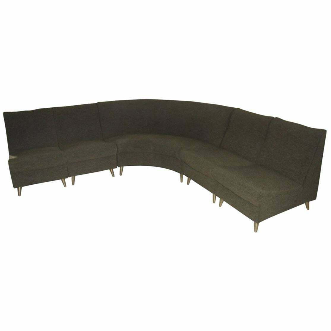 Elegant Modular Curved Sofa Italian Mid Century Design Zanuso Green Brass Feat