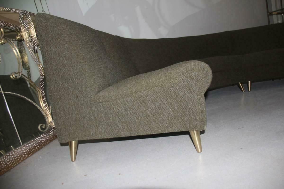 photo for sale Elegant Modular Curved Sofa Italian Mid Century Design Zanuso Green Brass Feat