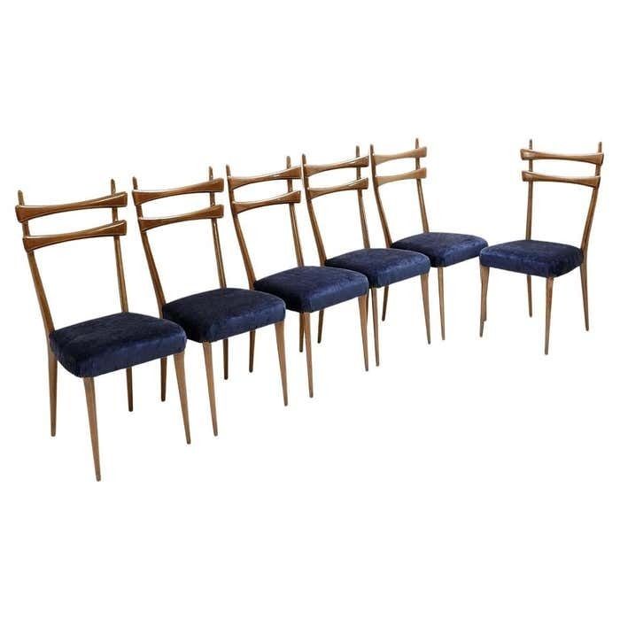 Mid Century Modern Set Of 6 Italian Dining Chairs