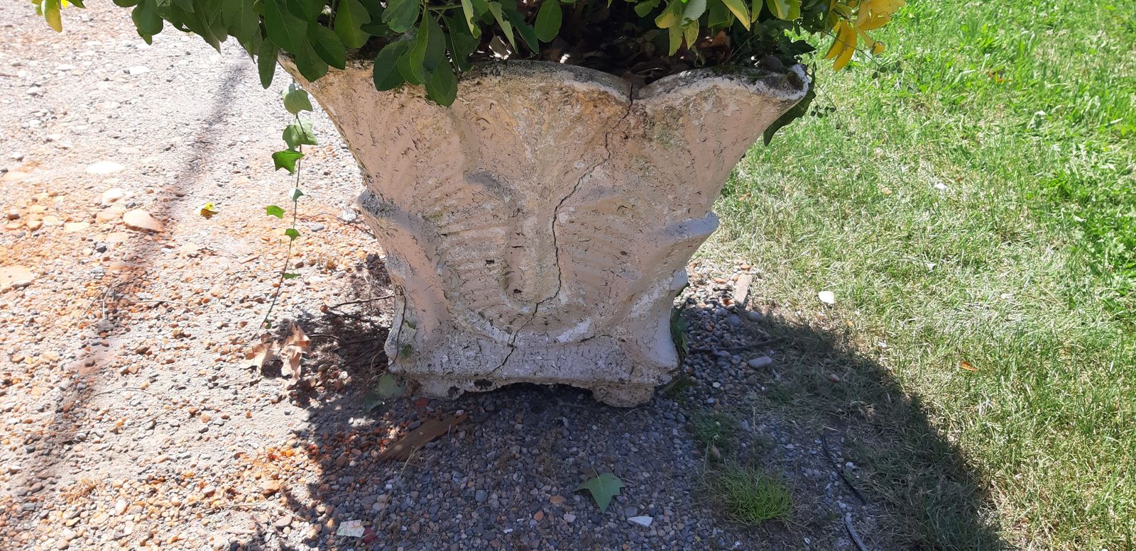 1960s Reconstructed Stone Planter With Plant photo vintage
