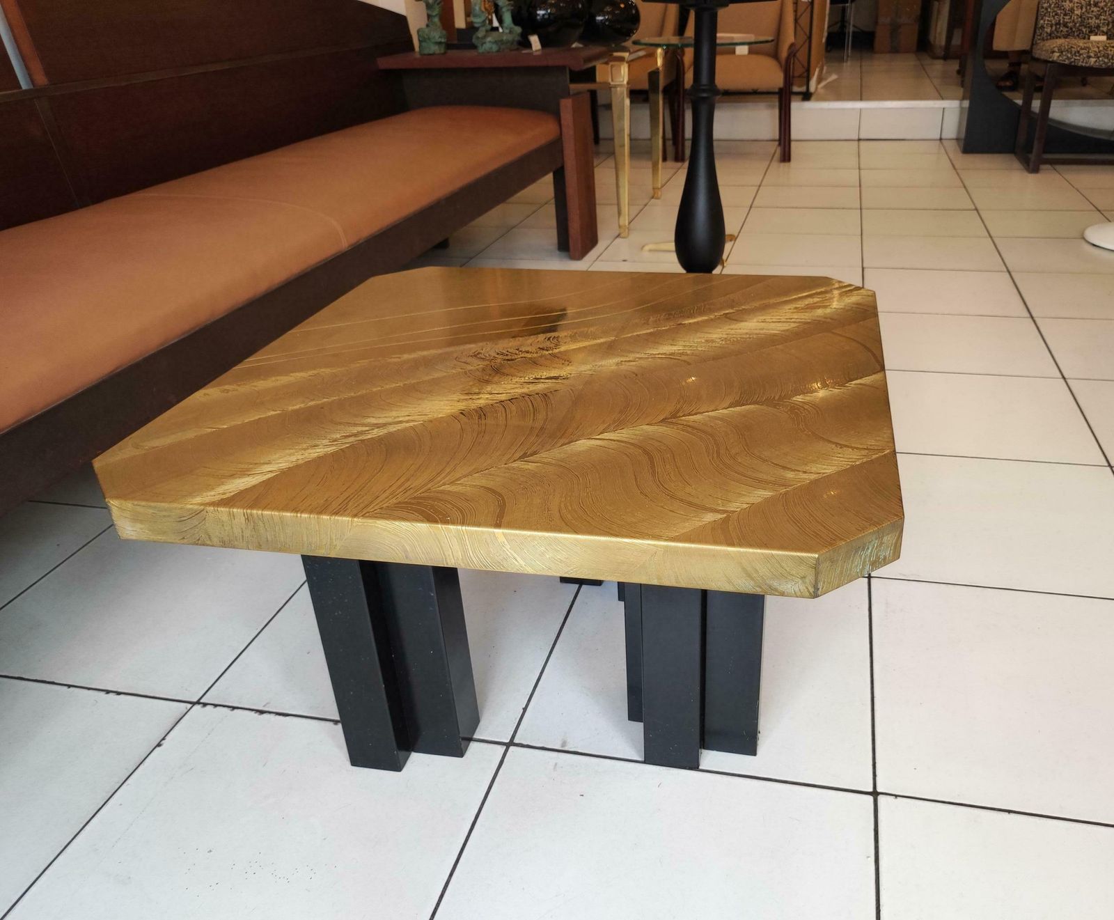 Etched Brass Coffee Table By Christian Krekels, Signed , Circa 1975 photo vinterior