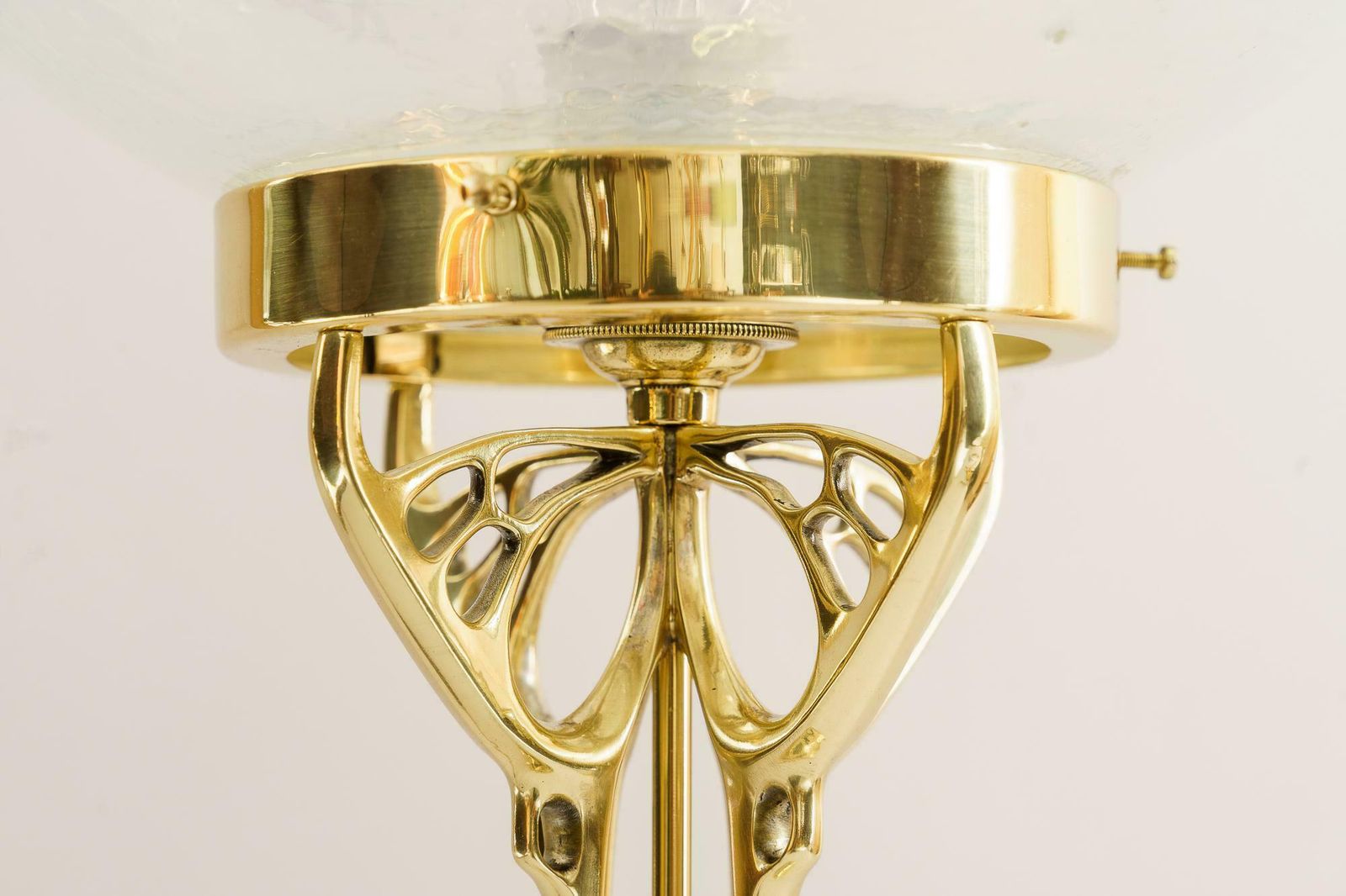 Jugendstil Table Lamp With Original Opaline Glass Shade Vienna Around 1910 photo vintage