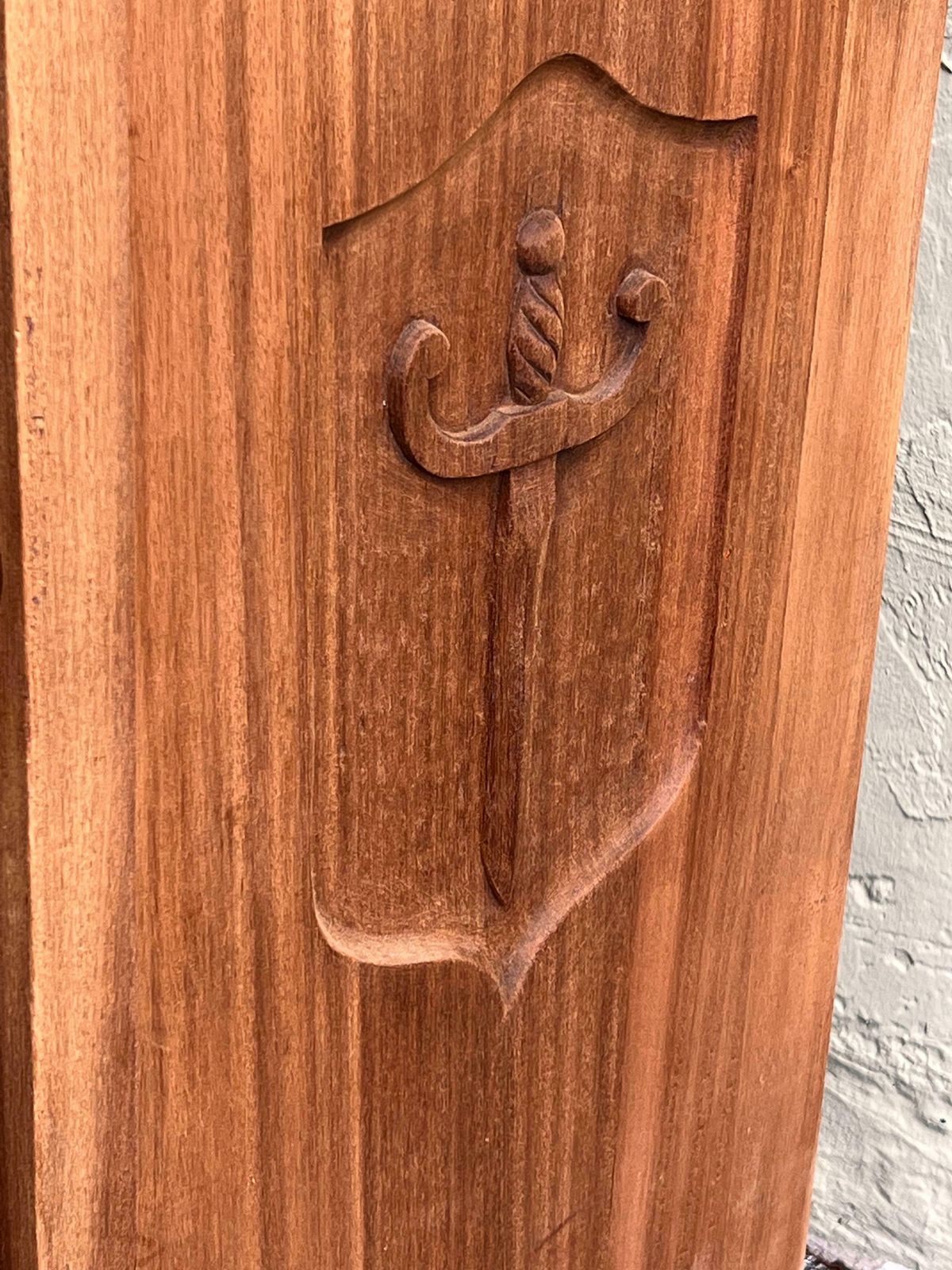 Spanish Gothic Style Walnut Entry Wardrobe With Five Hangers And Carvings photo buy
