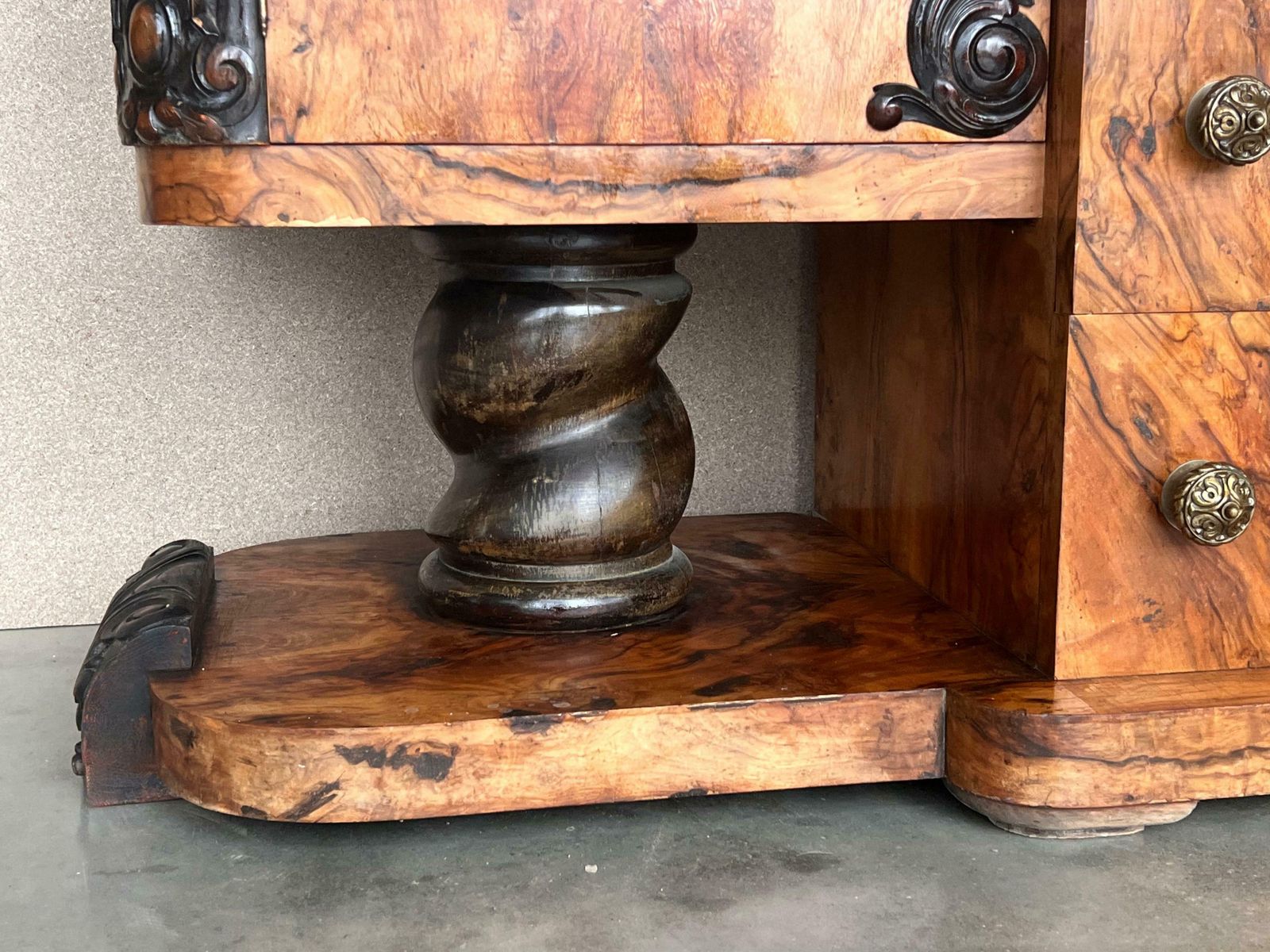 7019.0 Art Deco Sideboard Or Buffet Burr & Ebonized Walnut Bookmatched, Spain photo