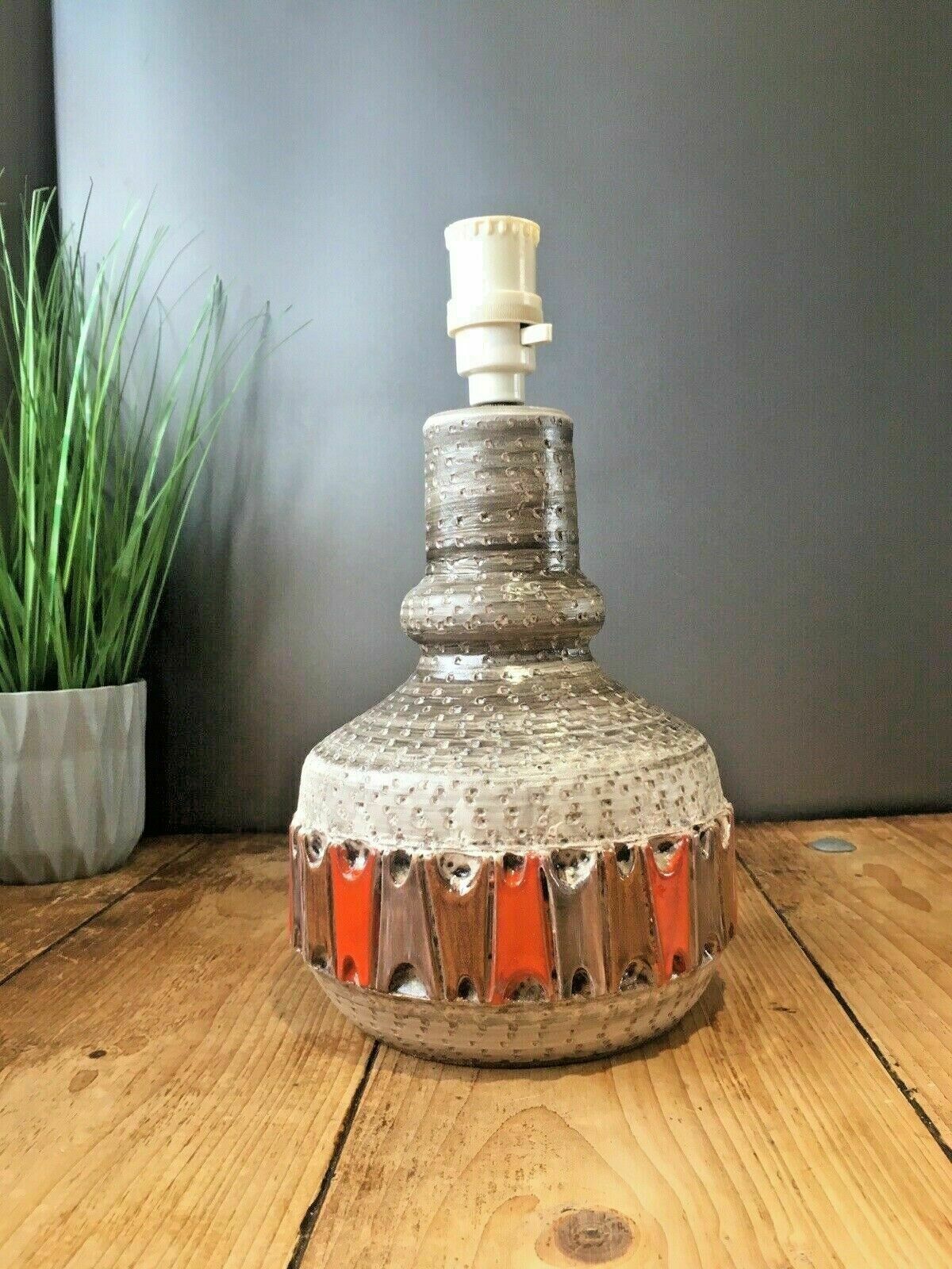 1 Superb 50s Mcm Italian Pottery Fratelli Fanciullacci Orange Lamp Base Abstract