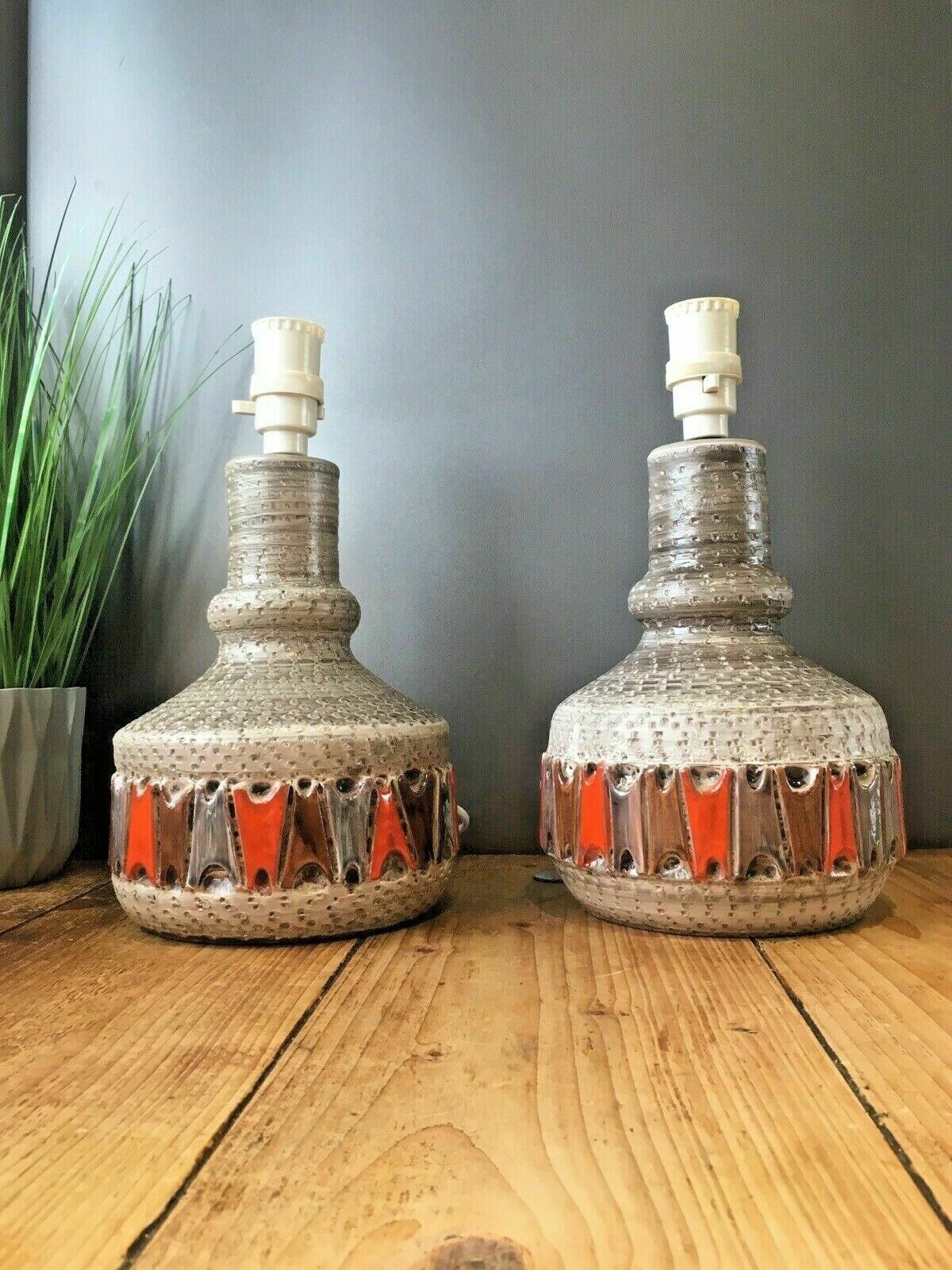 195.0 1 Superb 50s Mcm Italian Pottery Fratelli Fanciullacci Orange Lamp Base Abstract photo