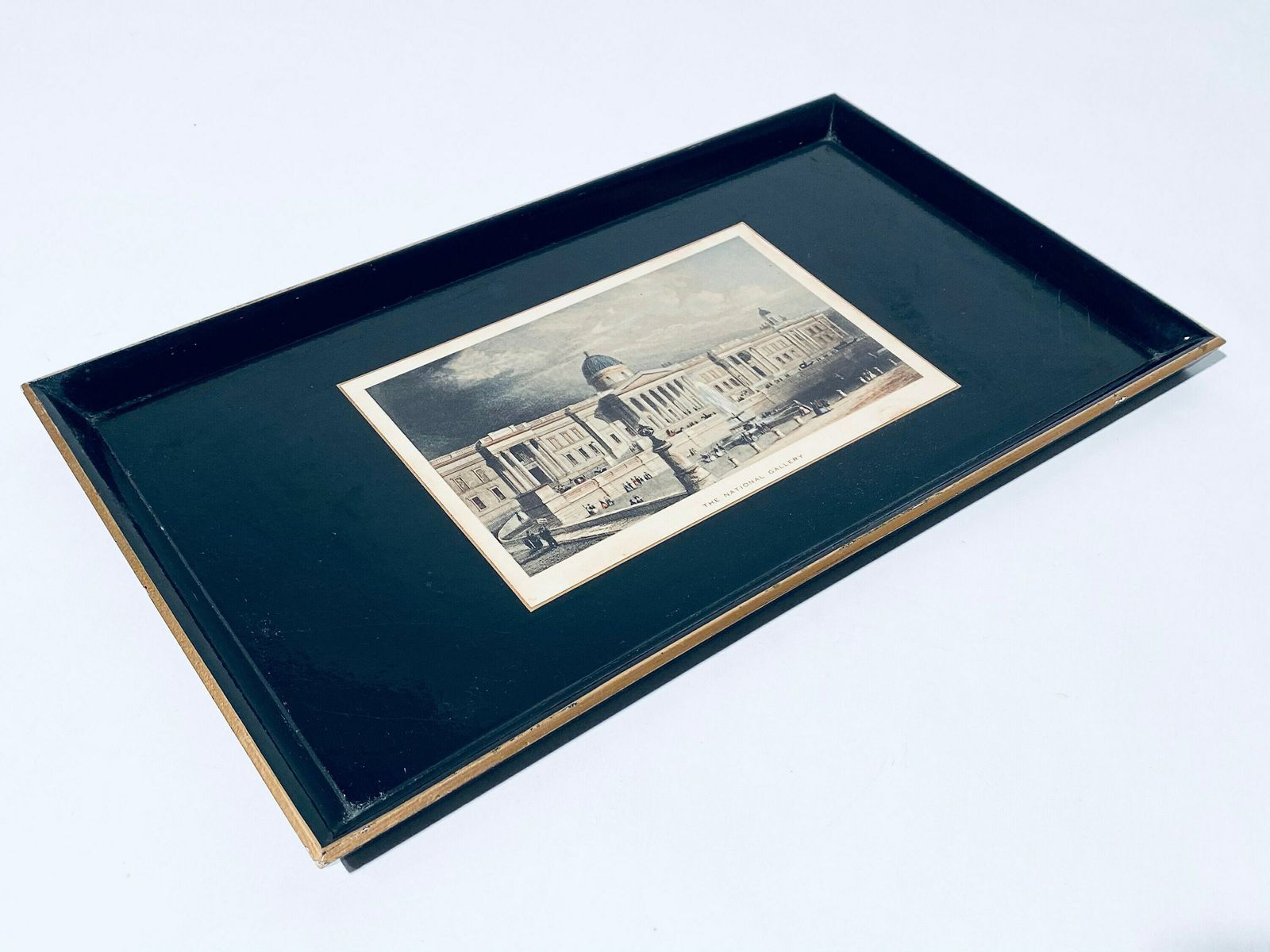 Old Wooden English Tray National Gallery London Motif / Vintage Decor 60s photo Home Decor