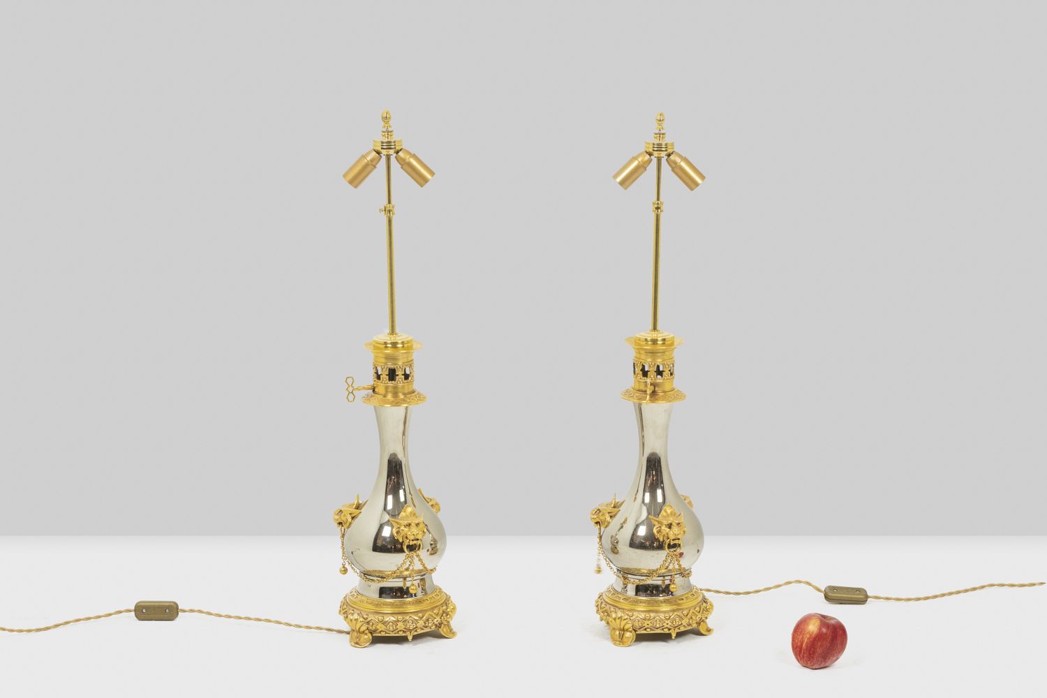 Pair Of Lamps In Metal And Gilded Bronze, Circa 1880 photo buy
