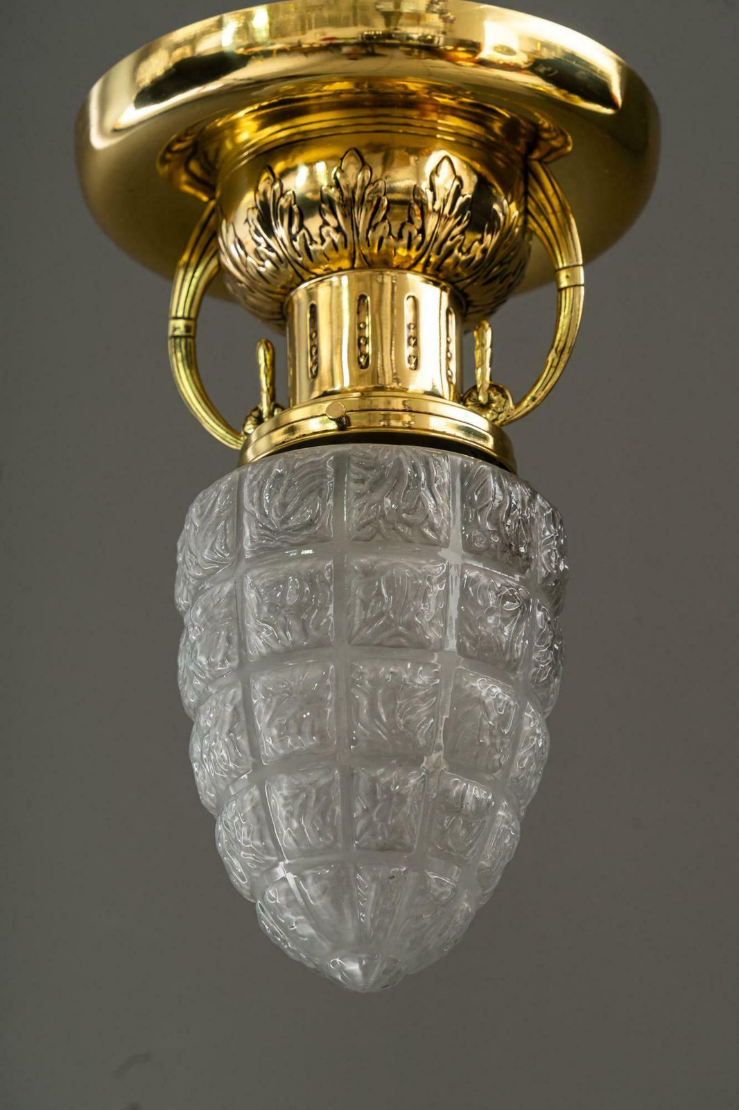 2 Art Deco Ceiling Lamps With Original Glass Shades Vienna Around 1920s photo Lighting