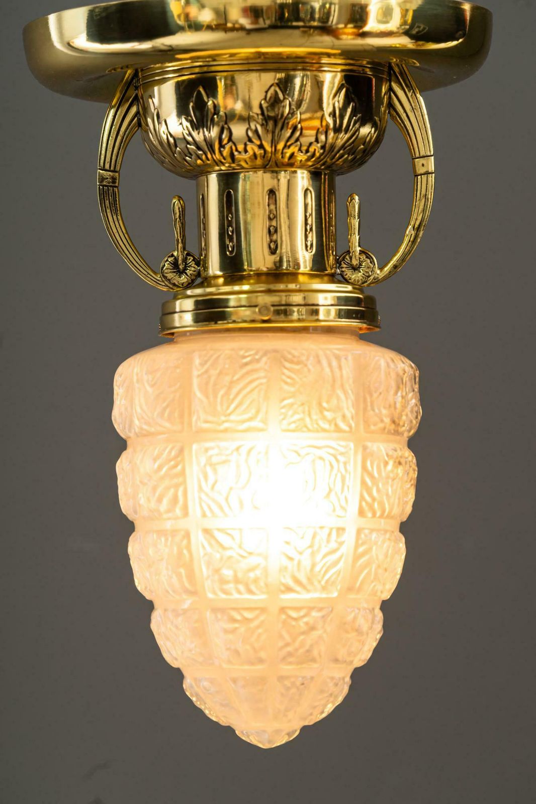 2 Art Deco Ceiling Lamps With Original Glass Shades Vienna Around 1920s photo 839.0