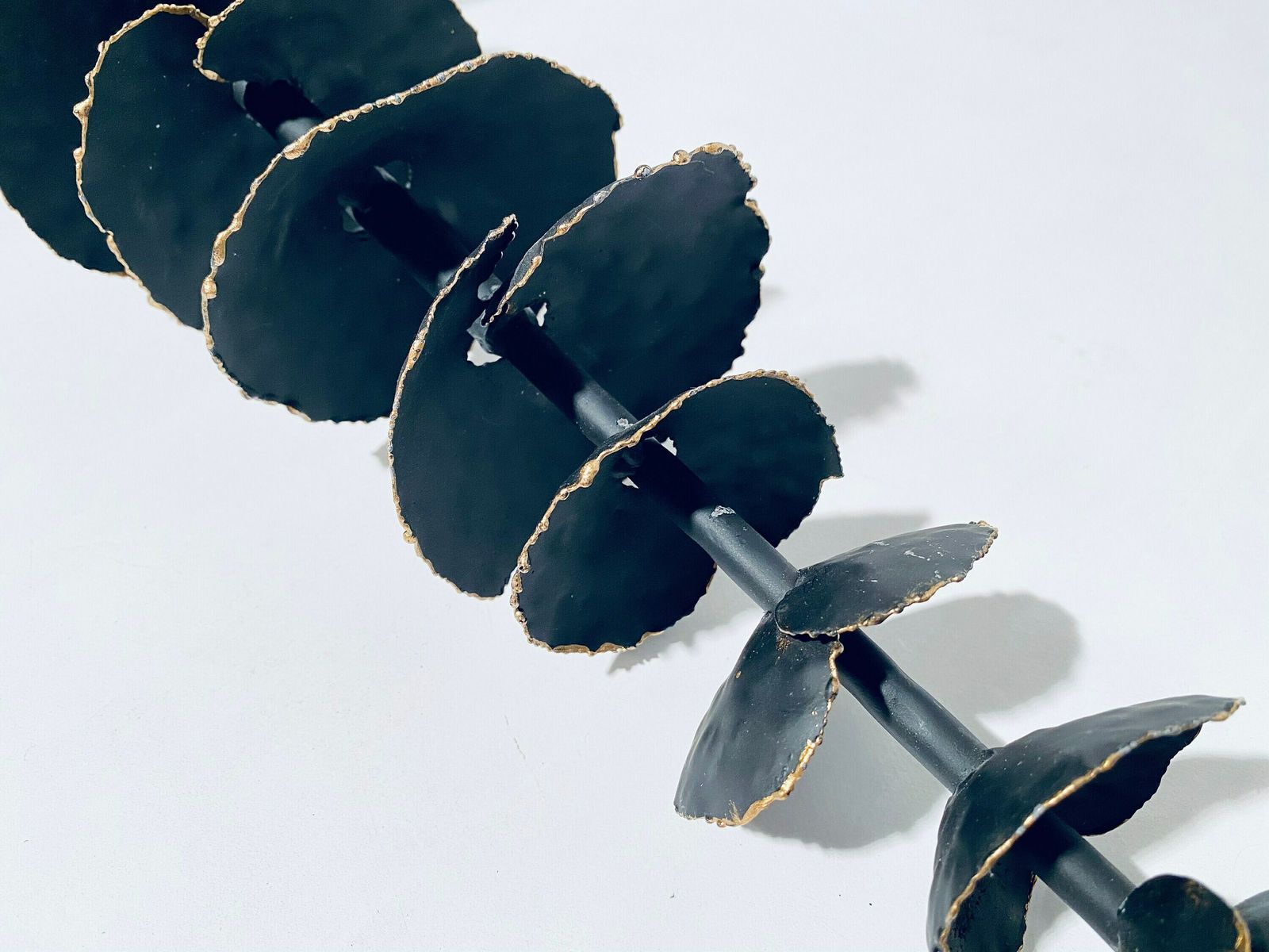 Hanging Designer Lamp Shaped With Metal Forged Leaves / Swiss Design photo buy